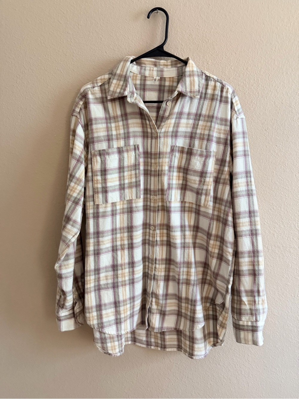 BP Oversized Cotton Flannel Button Down Shirt